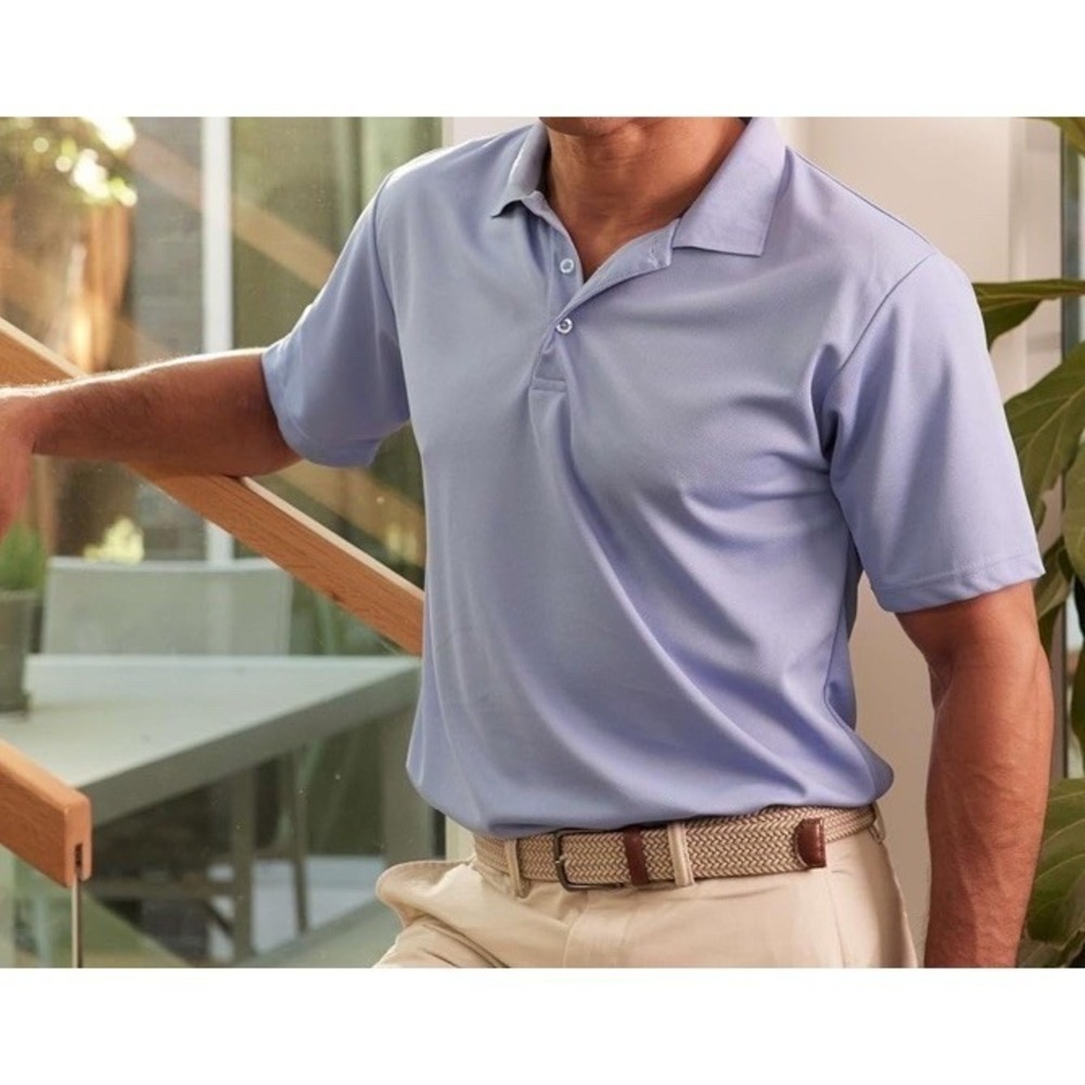 Real Essentials Men's Short Sleeve Quick Dry Polo Shirt Lavender Golf  2XL C24